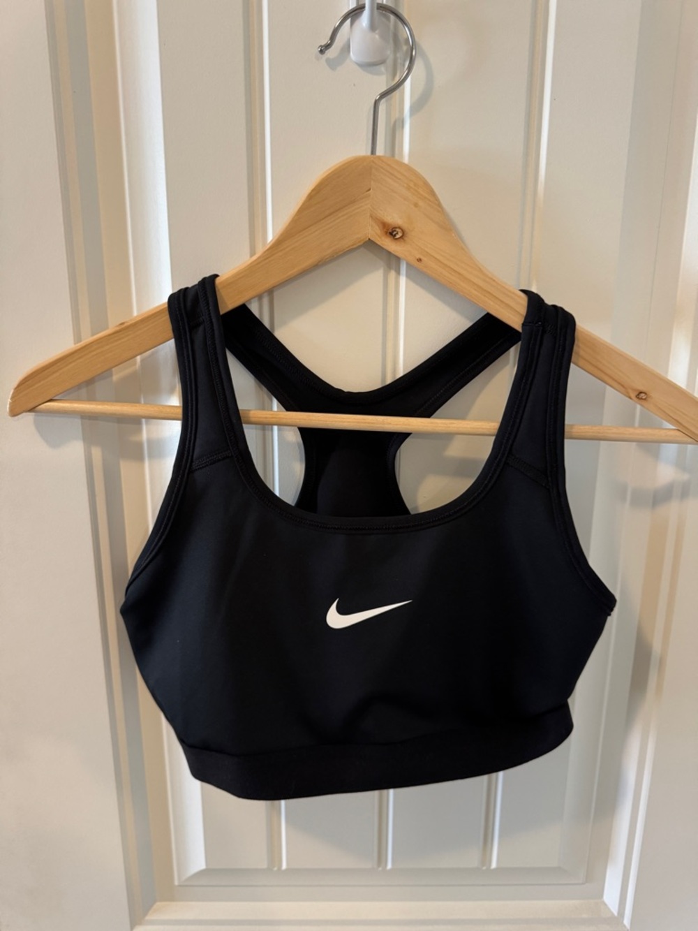 Nike Black Racerback Sports Bra with White Swoosh